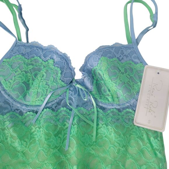 Rene Rofe VINT Y2K Lace Cami Twin Set Pistachio Green Aqua Coquette Fairy SM New - Picture 9 of 10